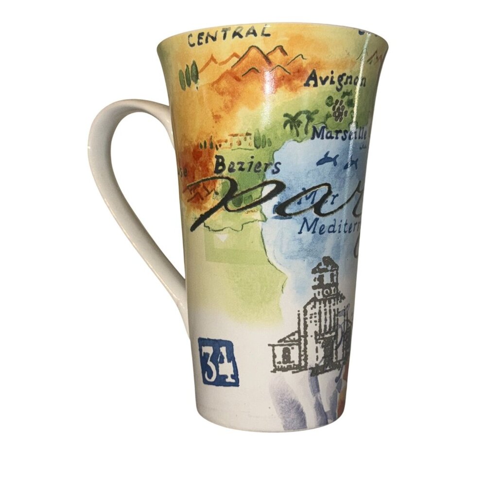 Provence Region Watercolor Art Ceramic Travel Mug France Landmarks Souvenir